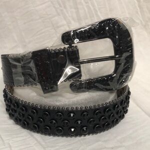 Studded Black Belt with Glossy Buckle NWOT size L/ XL
